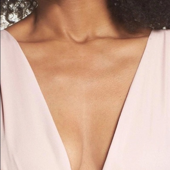 WAYF The Kiara Empire Plunge Neck Gown In Rose - Picture 5 of 6